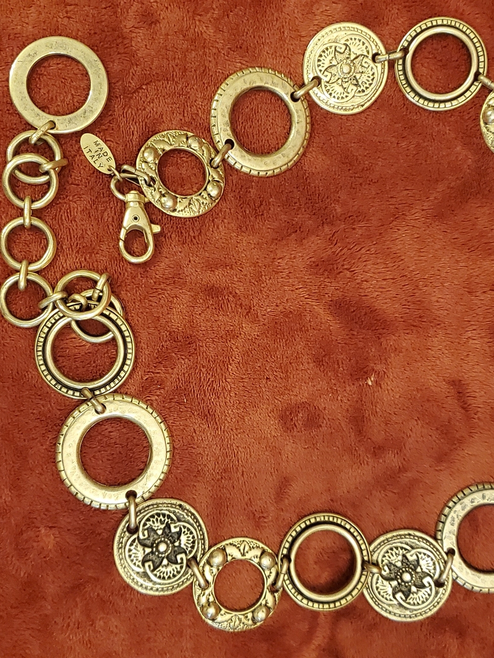 THE LIMITED VINTAGE ITALIAN MADE GOLD-TONE MEDALLION CHAIN BELT